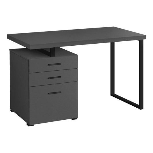 COMPUTER DESK - 48""L / MODERN GREY / BLACK METAL / L/R "