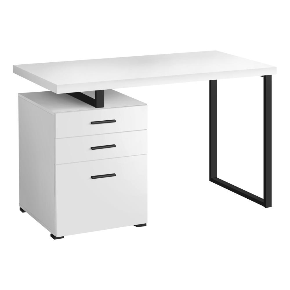 COMPUTER DESK - 48""L / WHITE / BLACK METAL / L/R FACE"