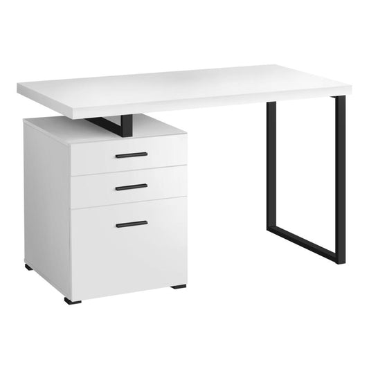 COMPUTER DESK - 48""L / WHITE / BLACK METAL / L/R FACE"