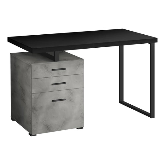 COMPUTER DESK - 48""L / BLACK/ CONCRETE/ BLACK METAL / L/R"