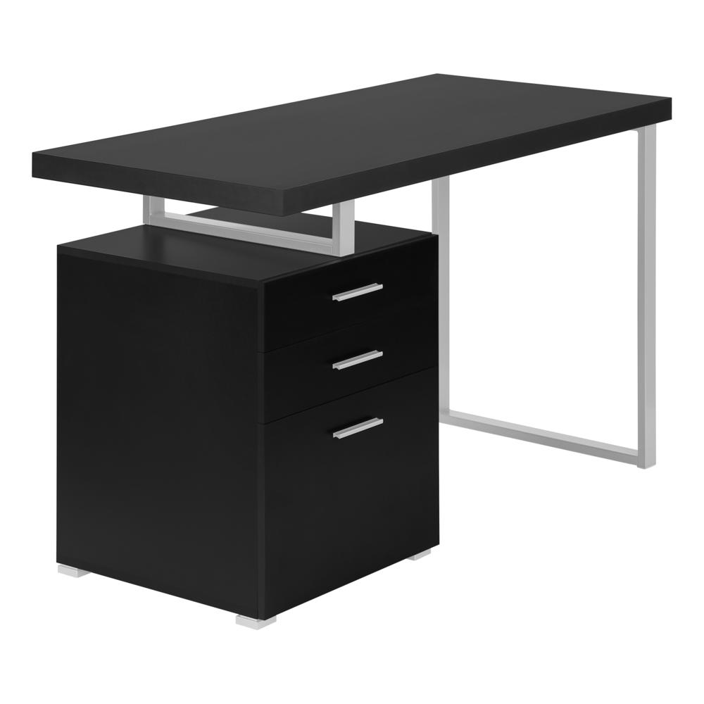 COMPUTER DESK - 48""L / BLACK / SILVER METAL / L/R FACE"