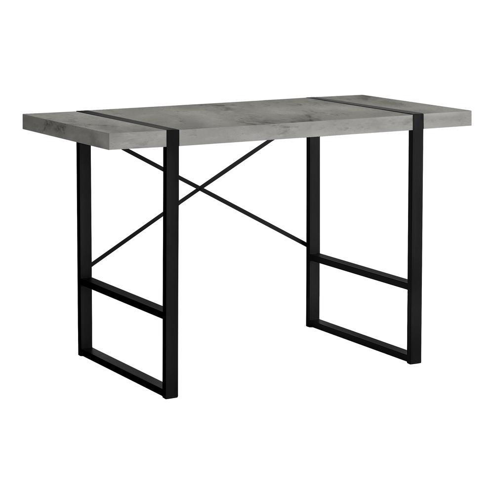 COMPUTER DESK - 48""L / GREY CONCRETE-LOOK / BLACK METAL"