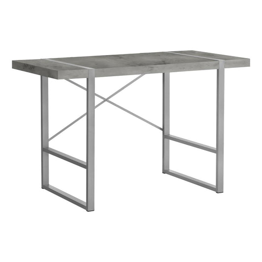 COMPUTER DESK - 48""L / GREY CONCRETE-LOOK / SILVER METAL"