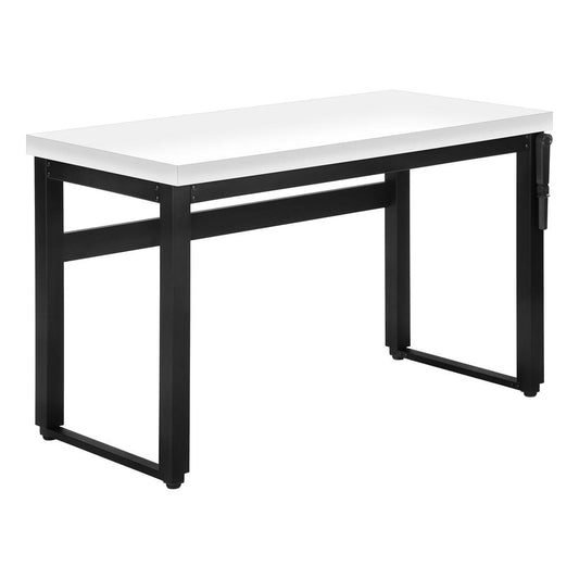 COMPUTER DESK - 48"L / WHITE / ADJ.HEIGHT/ BLACK METAL