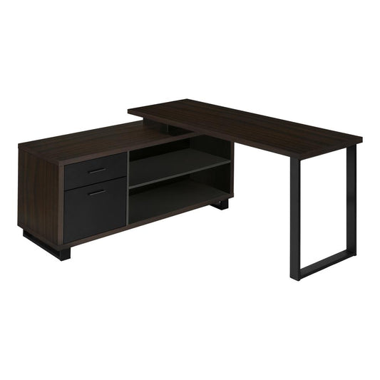 COMPUTER DESK - 72"L ESPRESSO / BLACK EXECUTIVE CORNER