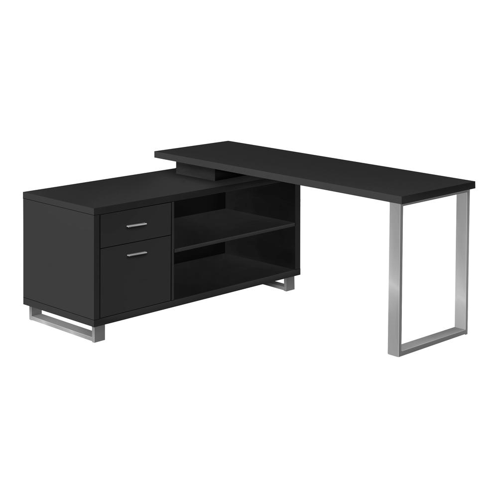 COMPUTER DESK - 72"L BLACK / SILVER EXECUTIVE CORNER