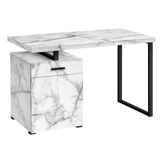 COMPUTER DESK - 48"L / WHITE MARBLE LEFT OR RIGHT FACING