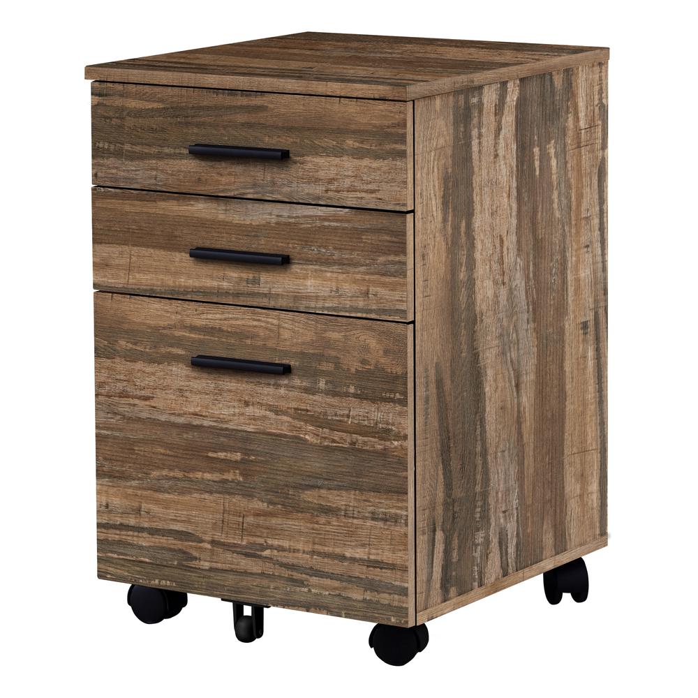 FILING CABINET - 3 DRAWER / BROWN RECLAIMED ON CASTORS