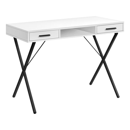 COMPUTER DESK - 42"L / WHITE / BLACK METAL