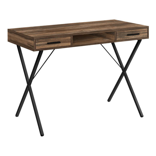 COMPUTER DESK - 42"L / BROWN RECLAIMED WOOD / BLACK METAL