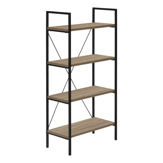 BOOKCASE - 48"H / DARK TAUPE / BLACK METAL