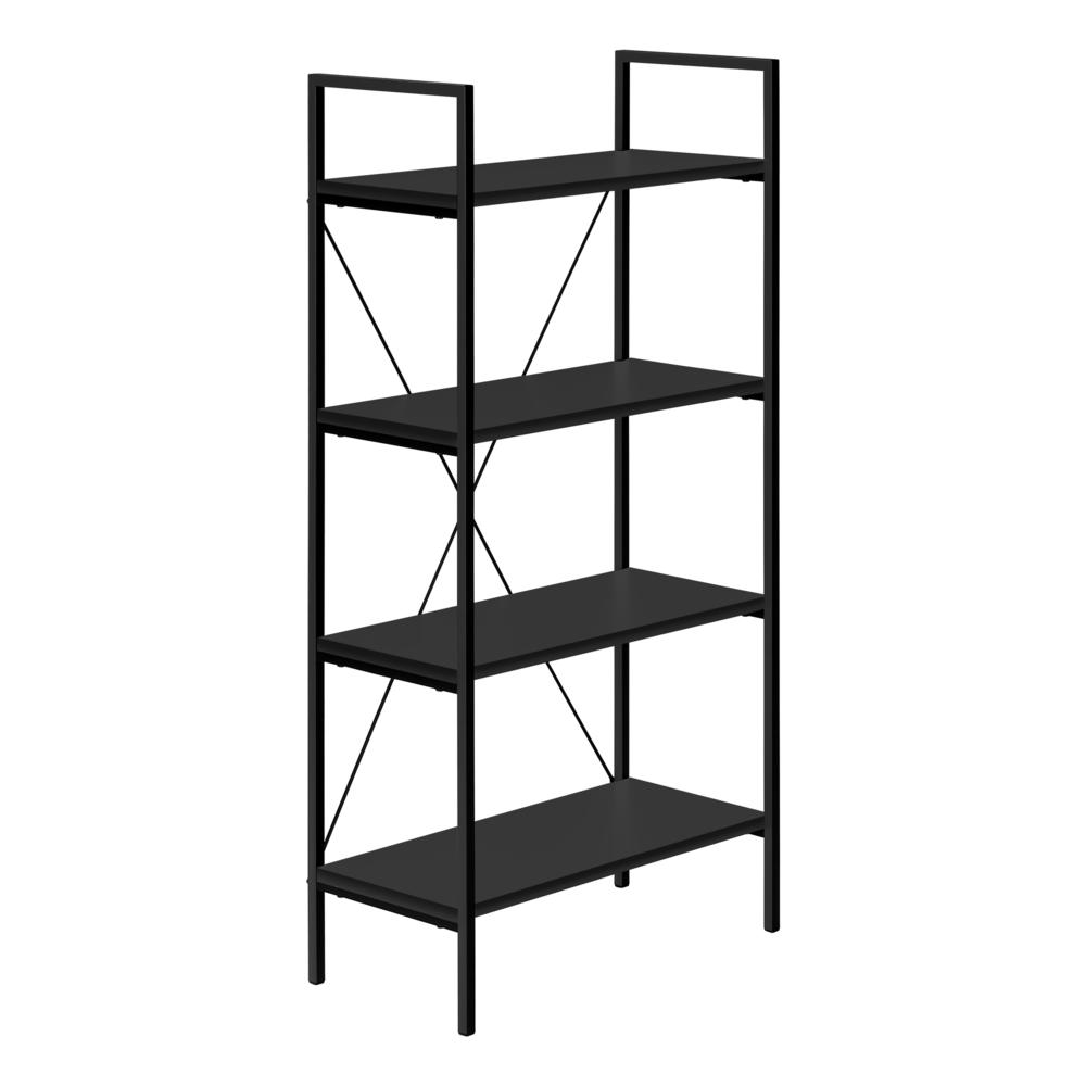 BOOKCASE - 48"H / BLACK / BLACK METAL