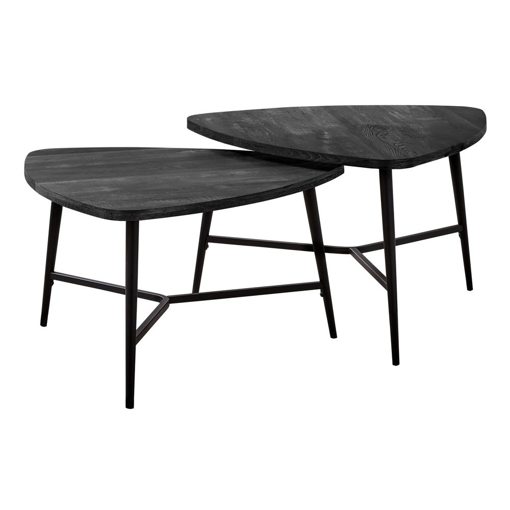 TABLE SET - 2PCS SET / BLACK RECLAIMED WOOD / BLACK METAL