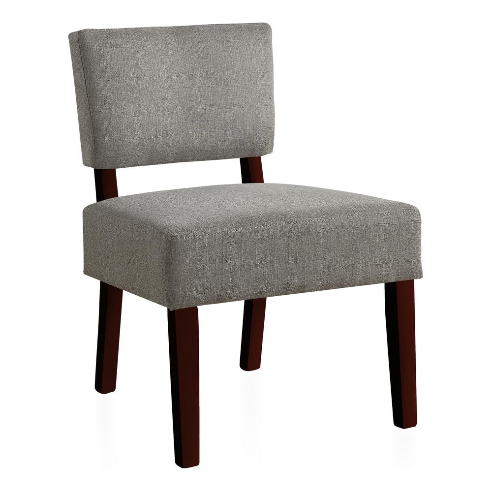 Accent Chair - Light Grey Fabric, Natural Wood Legs