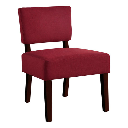 Accent Chair - Red Fabric, Natural Wood Legs