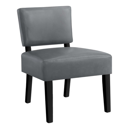 ACCENT CHAIR - GREY LEATHER-LOOK FABRIC