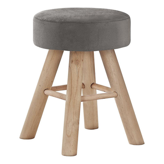 OTTOMAN - GREY VELVET / NATURAL WOOD LEGS"