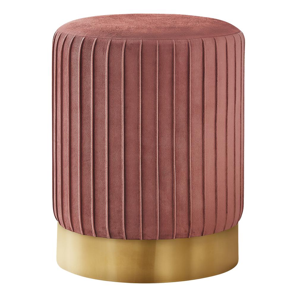 OTTOMAN - DARK PINK VELVET / GOLD METAL BASE"