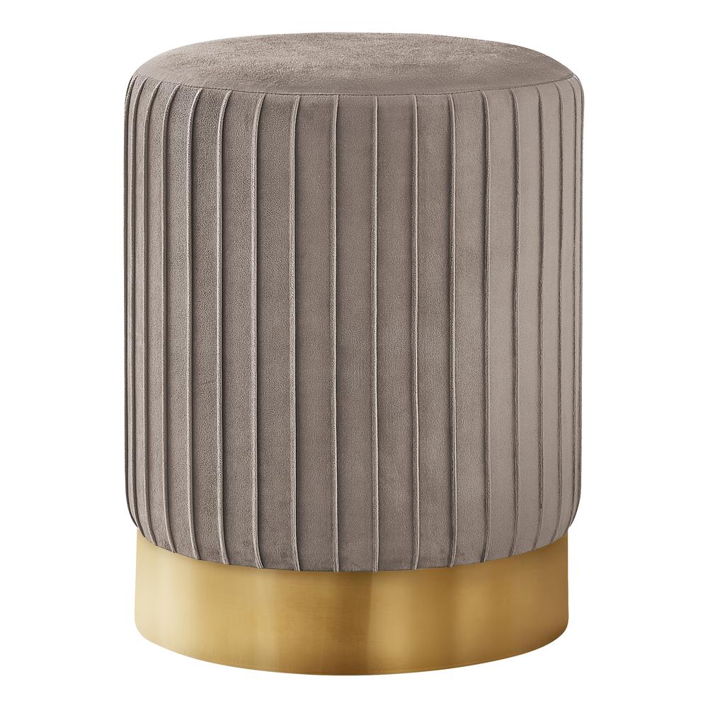 OTTOMAN - LIGHT BROWN VELVET / GOLD METAL BASE"