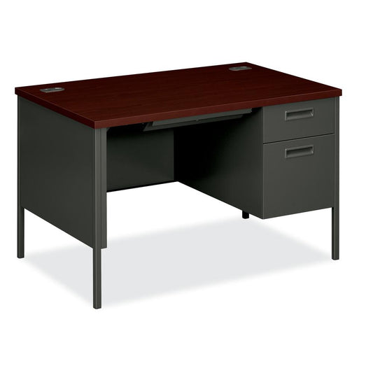 HON 48" Metro Series Classic Compact Right Pedestal Desk, in Mahogany/Charcoal (HP3251R)