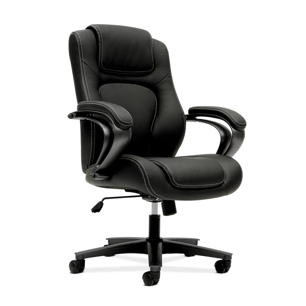 HON Managerial Office Chair- High-Back Computer Desk Chair with Loop Arms , Black (VL402)