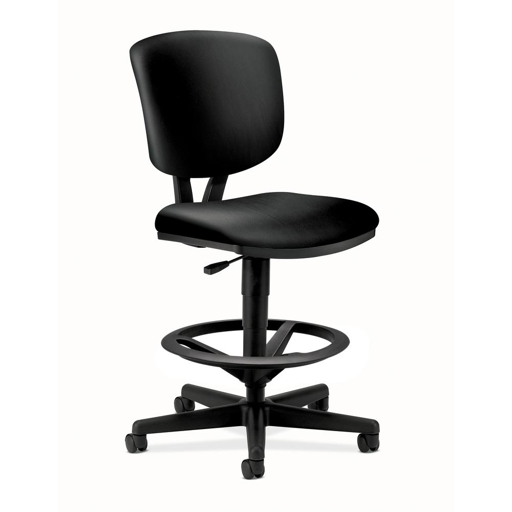 HON Volt Task Stool - Leather Office Stool for Standing Desk, Black (H5705)