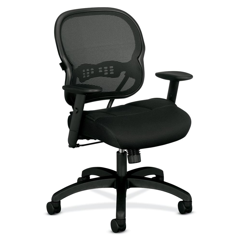 HON Wave Mid-Back Chair - Mesh Office or Computer Chair with Adjustable Arms, Black (VL712)