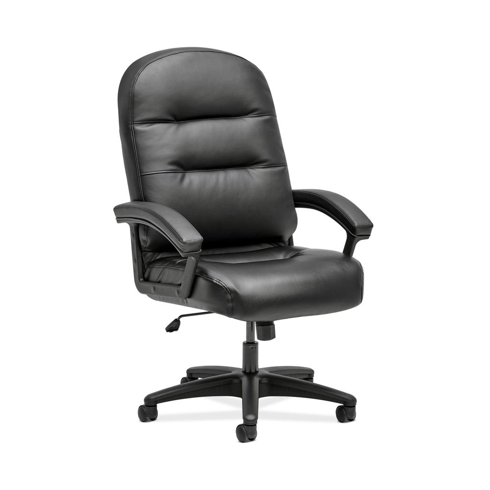 HON Pillow-Soft Executive Chair - High-Back Leather Computer Chair for Office Desk, Black (H2095)