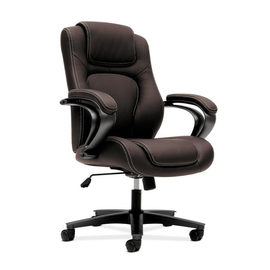 HON Managerial Office Chair- High-Back Computer Desk Chair with Loop Arms , Brown (VL402)