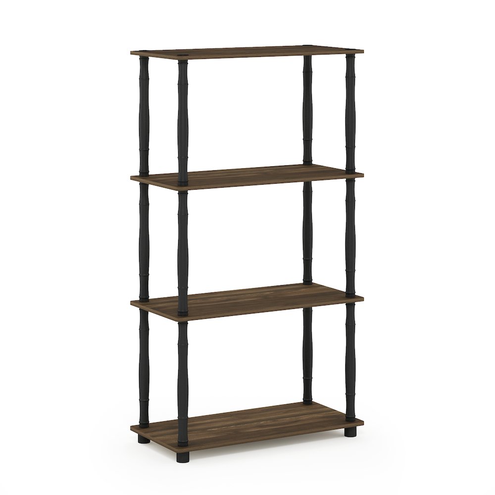 Furinno Turn-N-Tube 4-Tier Multipurpose Shelf Display Rack with Classic Tubes, Columbia Walnut/Black