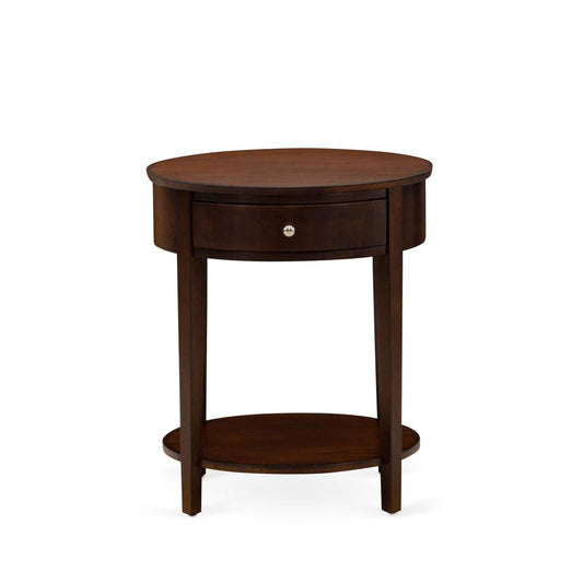 HI-0M-ET Wood End Table with 1 Mid Century Modern Drawer, Stable and Sturdy Constructed - Antique Mahogany Finish