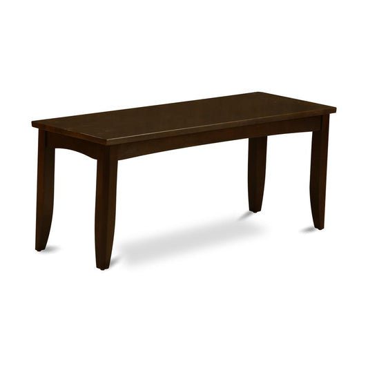 Parfait  Dining  Bench  with  Wood  Seat  in  Cappuccino  Finish.