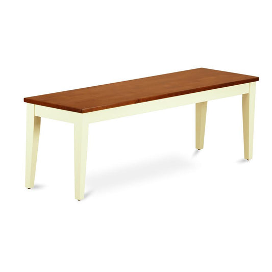 Nicoli  Dining  Bench  with  Wood  Seat  in  Buttermilk  and  Cherry  Finish