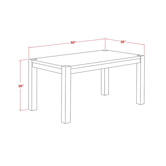 East West Furniture CN6-07-T  Beautiful Rectangular Table with Distressed Jacobean Color Table Top Surface and Asian Wood Dinette Table Wooden Legs - Distressed Jacobean Finish