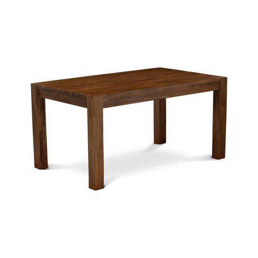 East West Furniture CN6-0N-T  Fantastic Rectangular Wood Kitchen Table with Antique Walnut Color Table Top Surface and Asian Wood Dinner Table Wooden Legs - Antique Walnut Finish