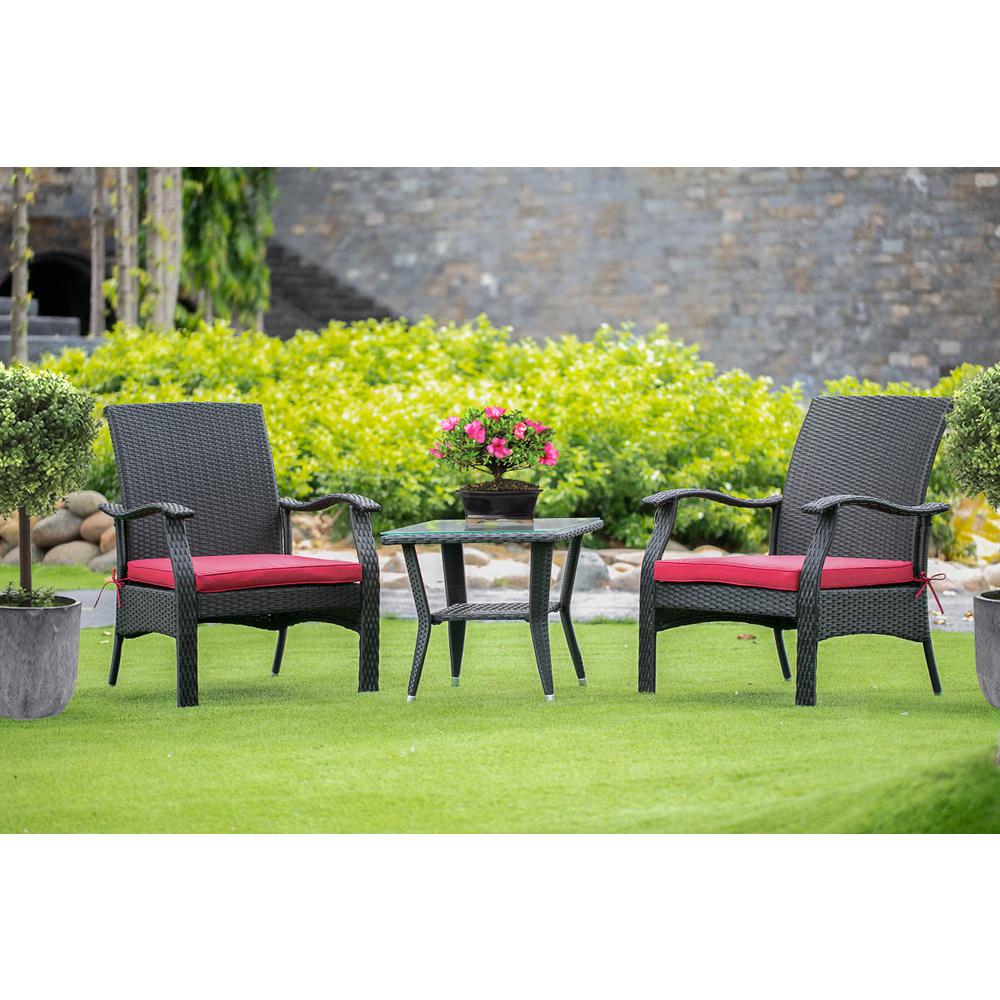 Wicker Patio Set Black, DTL3C01B