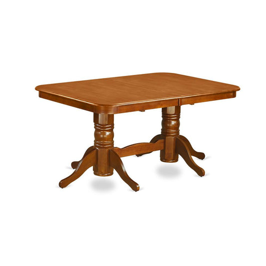 Napoleon  rectangular  round  corner  dining    table  with  17  in  self  storage  leaf  finish  in  saddle  brown