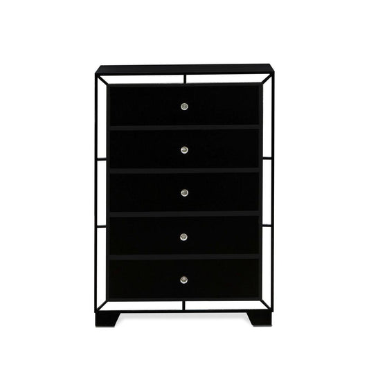 East West Furniture Nella Wood Nightstand with 2 Drawers for any Bedroom - Black Legs