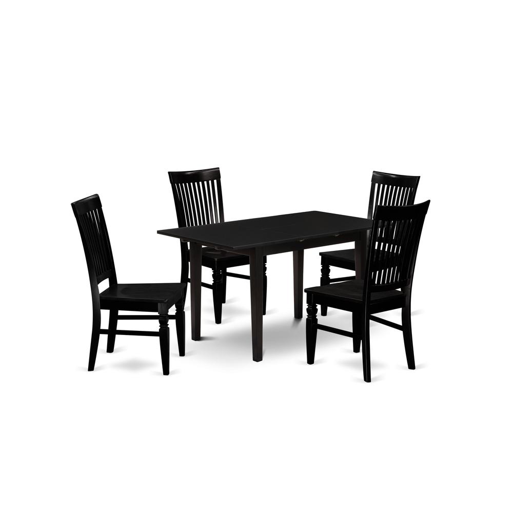 Dining Table- Dining Chairs, NOWE5-BLK-W