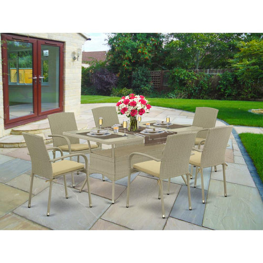 Wicker Patio Set Natural Linen, OSJU7-03A