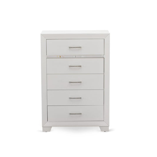 East West Furniture 1-Piece Pandora mid century Wooden Nightstand with 2 Wood Drawers for Bedroom - White Finish