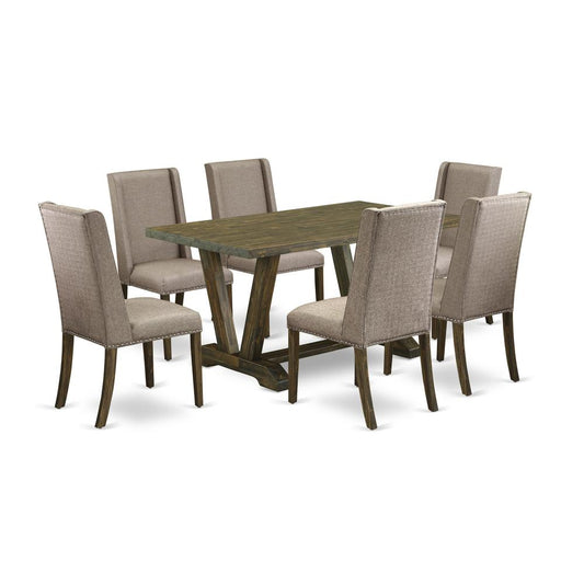 East West Furniture V776FL716-7 - 7-Piece Dining Room Set - 6 Parson Chairs and Kitchen Table Solid Wood Frame