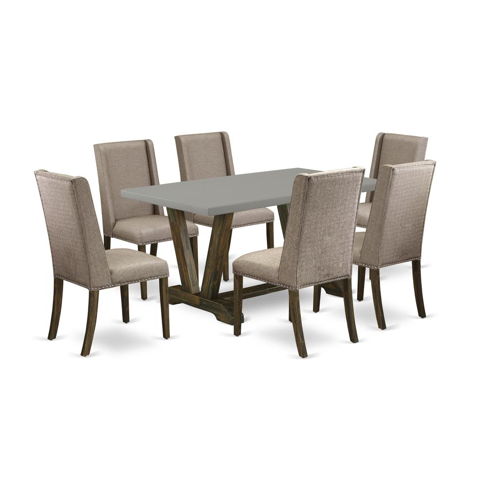 East West Furniture V796FL716-7 - 7-Piece Kitchen Table Set - 6 Parson Chairs and a Rectangular Kitchen Table Hardwood Structure