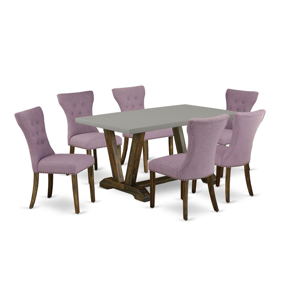 East West Furniture V796Ga740-7 - 7-Piece Modern Dining Table Set - 6 Parson Chairs and Small Rectangular Table Hardwood Structure