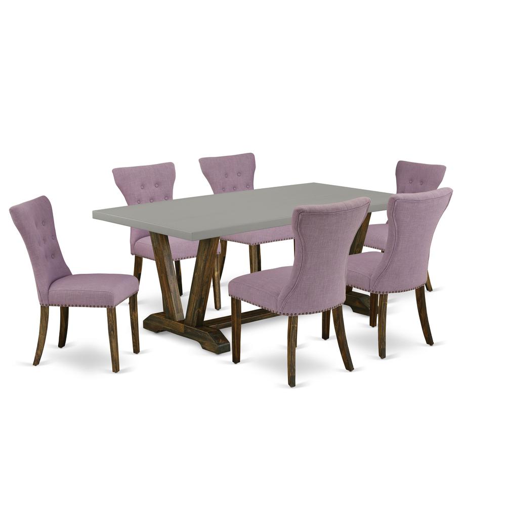 East West Furniture V797Ga740-7 - 7-Piece Modern Dining Table Set - 6 Parsons Dining Room Chairs and Rectangular Table Hardwood Structure