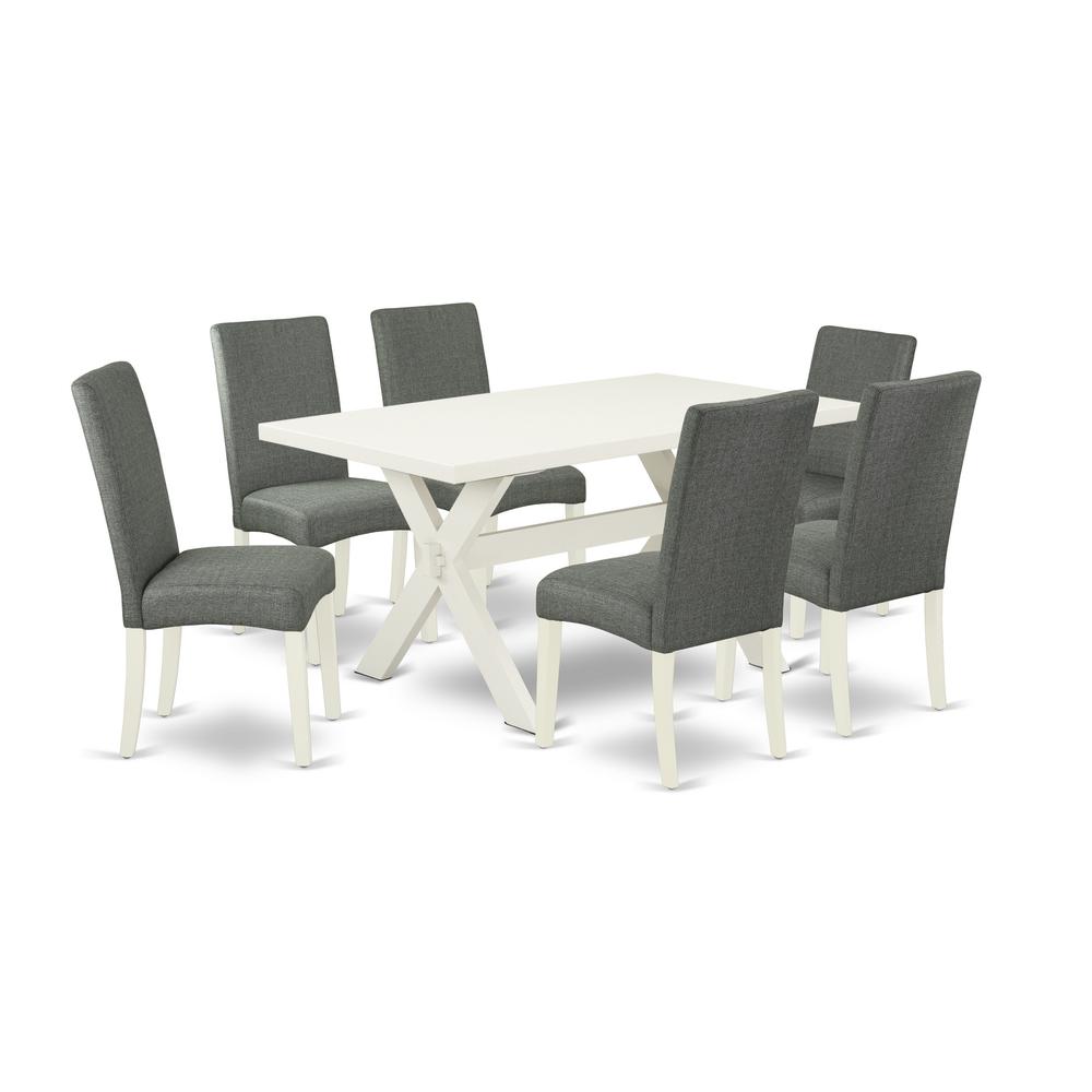 7-Piece Modern Dining Table Set - 6 Parsons Dining Room Chairs and Rectangular Table Hardwood Structure