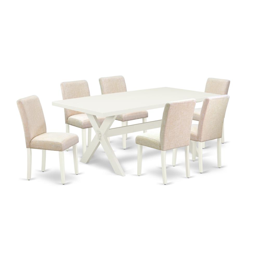 East West Furniture X027aB202-7 - 7-Piece Kitchen Table Set - 6 Dining Room Chairs and a Rectangular Dining Table Hardwood Structure