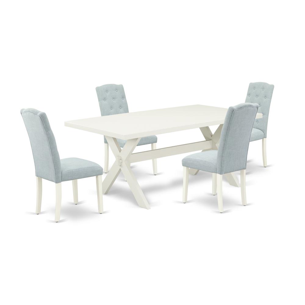 East West Furniture X027CE215-5 - 5-Piece Kitchen Table Set - 4 Parson Chairs and Dinner Table Hardwood Structure