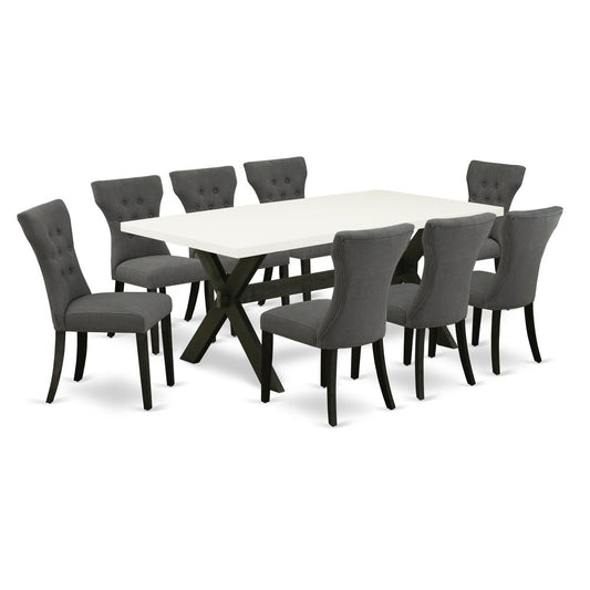 East West Furniture X627Ga650-9 - 9-Piece Dining Table Set - 8 Parson Dining Chairs and Dining Table Hardwood Frame