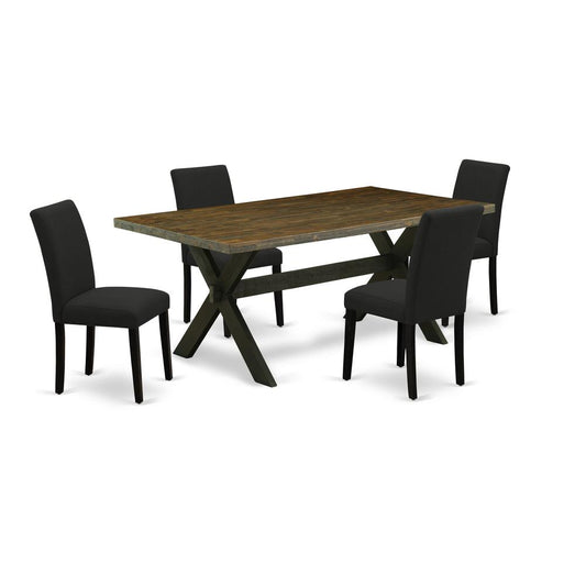 East West Furniture 5-Pc Dinette Set Includes 4 Kitchen Chairs with Upholstered Seat and High Back and a Rectangular Kitchen Dining Table - Black Finish